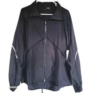 NWT Black Activewear Running Track Jacket Windbreaker Womens Sz XL Pocket $49